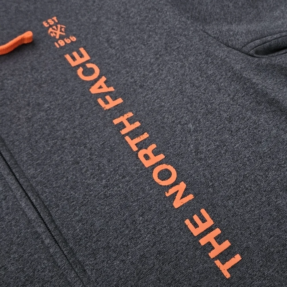 North Face Men’s Zip Up Sweatshirt Size XL Full Zip Hoodie Jacket Gray Orange